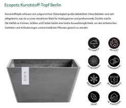 Ecopots Blumentöpfe & Übertöpfe > Kunststoff-Topf Berlin, quadratisch