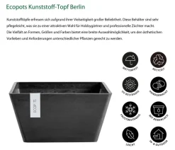 Ecopots Blumentöpfe & Übertöpfe > Kunststoff-Topf Berlin, quadratisch