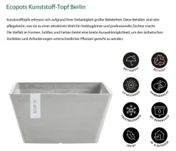 Ecopots Kunststoff-Topf Berlin, quadratisch Hellgrau Best