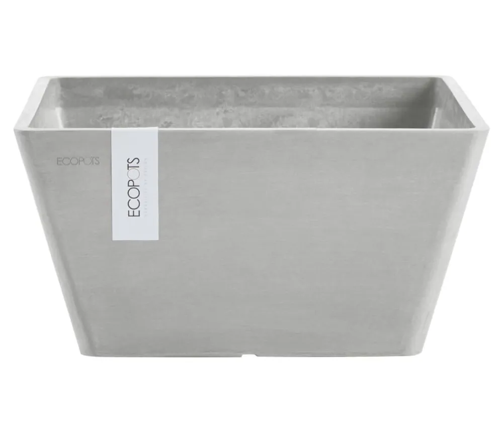 Ecopots Kunststoff-Topf Berlin, quadratisch Hellgrau