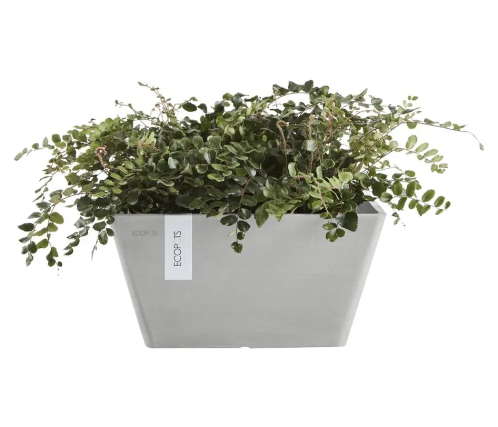 Ecopots Kunststoff-Topf Berlin, quadratisch Hellgrau