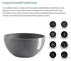 Ecopots Kunststoff-Topf Brussels, rund Grau New