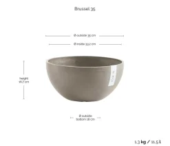 Ecopots Kunststoff-Topf Brussels, rund Taupe New
