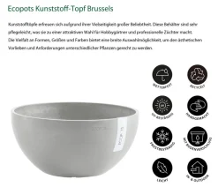 Ecopots Kunststoff-Topf Brussels, rund Hellgrau