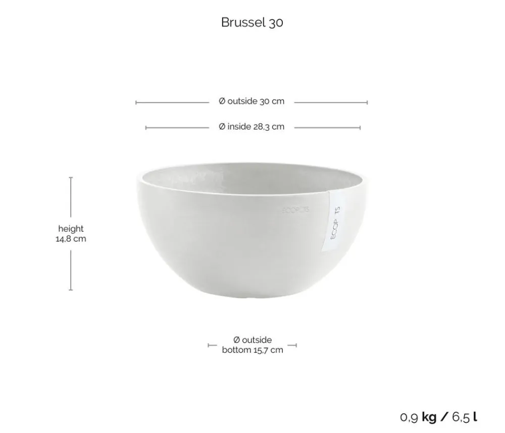 Ecopots Kunststoff-Topf Brussels, rund Weiß Discount