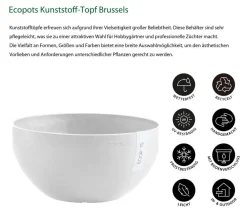 Ecopots Kunststoff-Topf Brussels, rund Weiß Discount