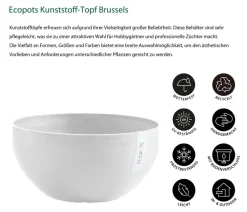 Ecopots Blumenampeln & -Schalen|Blumentöpfe & Übertöpfe - Kunststoff-Topf Brussels, rund Weiß