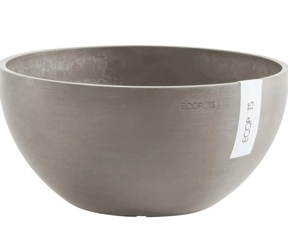 Ecopots Blumenampeln & -Schalen|Blumentöpfe & Übertöpfe - Kunststoff-Topf Brussels, rund Taupe