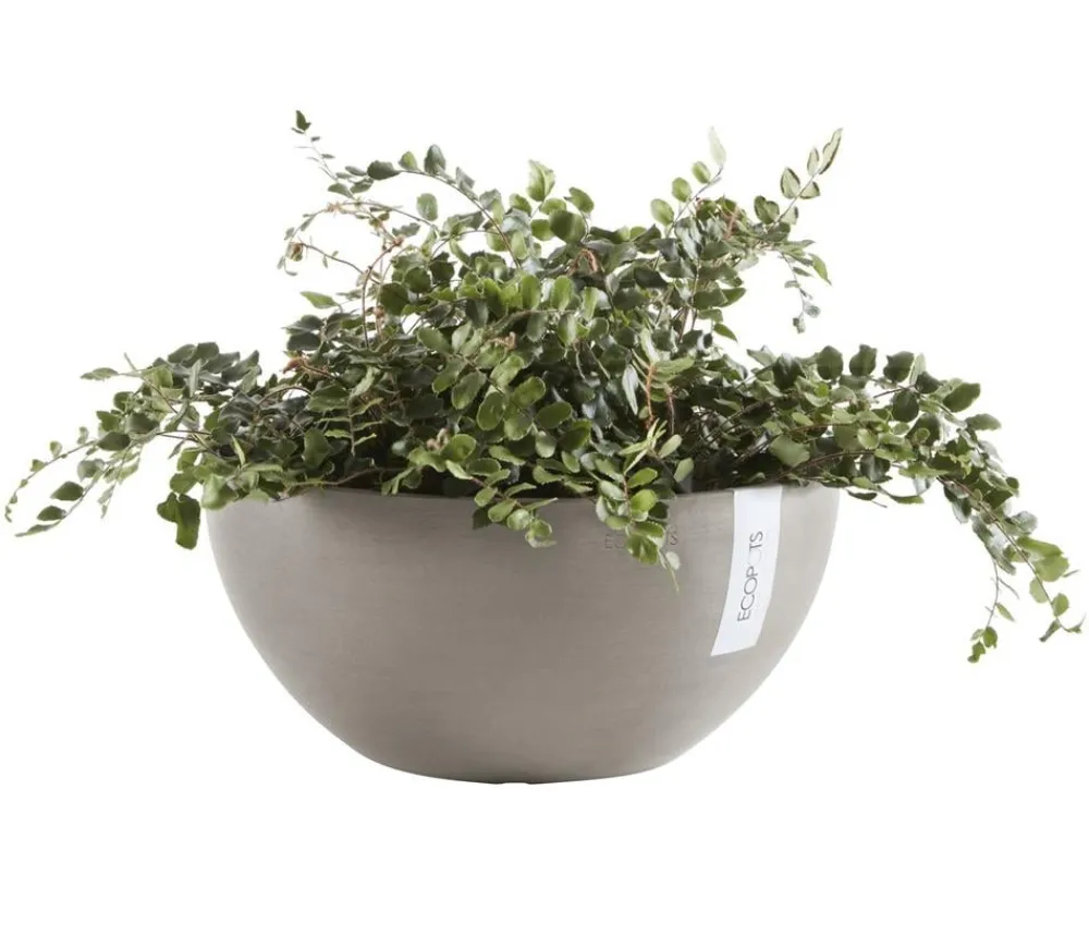 Ecopots Blumenampeln & -Schalen|Blumentöpfe & Übertöpfe - Kunststoff-Topf Brussels, rund Taupe