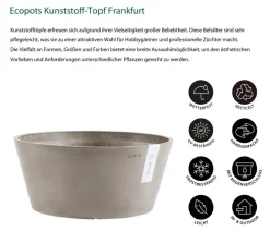 Ecopots Kunststoff-Topf Frankfurt, rund Taupe Outlet