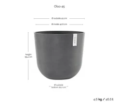 Ecopots Kunststoff-Topf Oslo, rund Grau Hot
