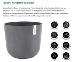 Ecopots Kunststoff-Topf Oslo, rund Grau Outlet