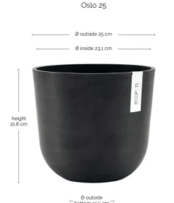 Ecopots Blumentöpfe & Übertöpfe - Kunststoff-Topf Oslo, rund Dunkelgrau