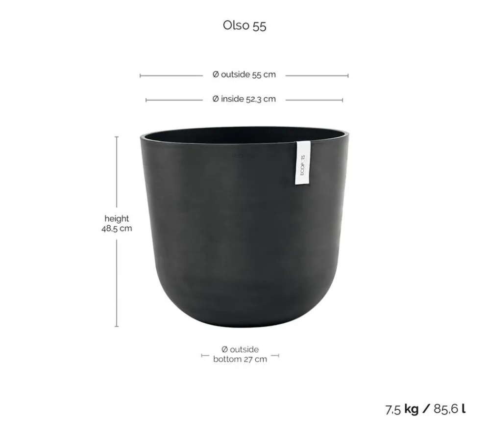 Ecopots Kunststoff-Topf Oslo, rund Dunkelgrau Sale