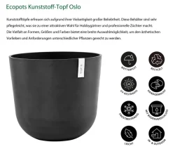 Ecopots Kunststoff-Topf Oslo, rund Dunkelgrau Sale