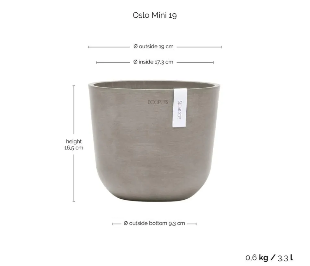 Ecopots Kunststoff-Topf Oslo Mini, rund Taupe Sale