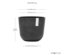 Ecopots Kunststoff-Topf Oslo Mini, rund Dunkelgrau Outlet