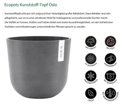 Ecopots Blumentöpfe & Übertöpfe > Kunststoff-Topf Oslo mit Wassersystem, rund