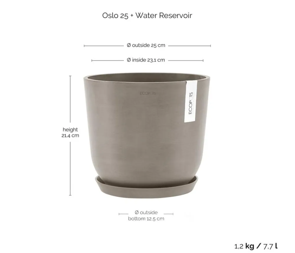 Ecopots Blumentöpfe & Übertöpfe > Kunststoff-Topf Oslo mit Wassersystem, rund
