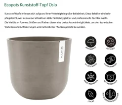 Ecopots Blumentöpfe & Übertöpfe > Kunststoff-Topf Oslo mit Wassersystem, rund