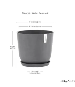 Ecopots Blumentöpfe & Übertöpfe > Kunststoff-Topf Oslo mit Wassersystem, rund
