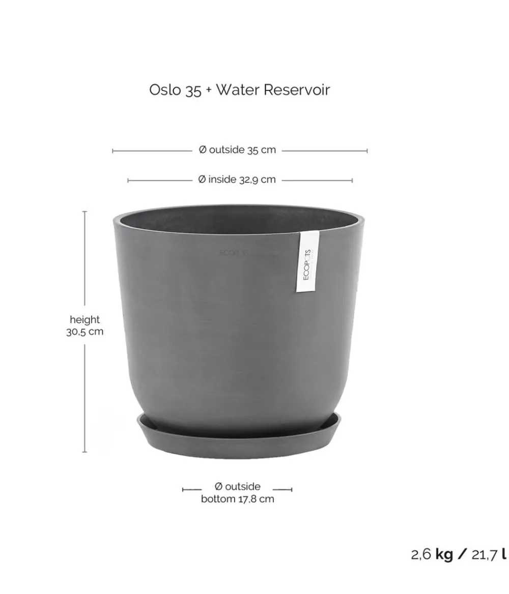 Ecopots Blumentöpfe & Übertöpfe > Kunststoff-Topf Oslo mit Wassersystem, rund
