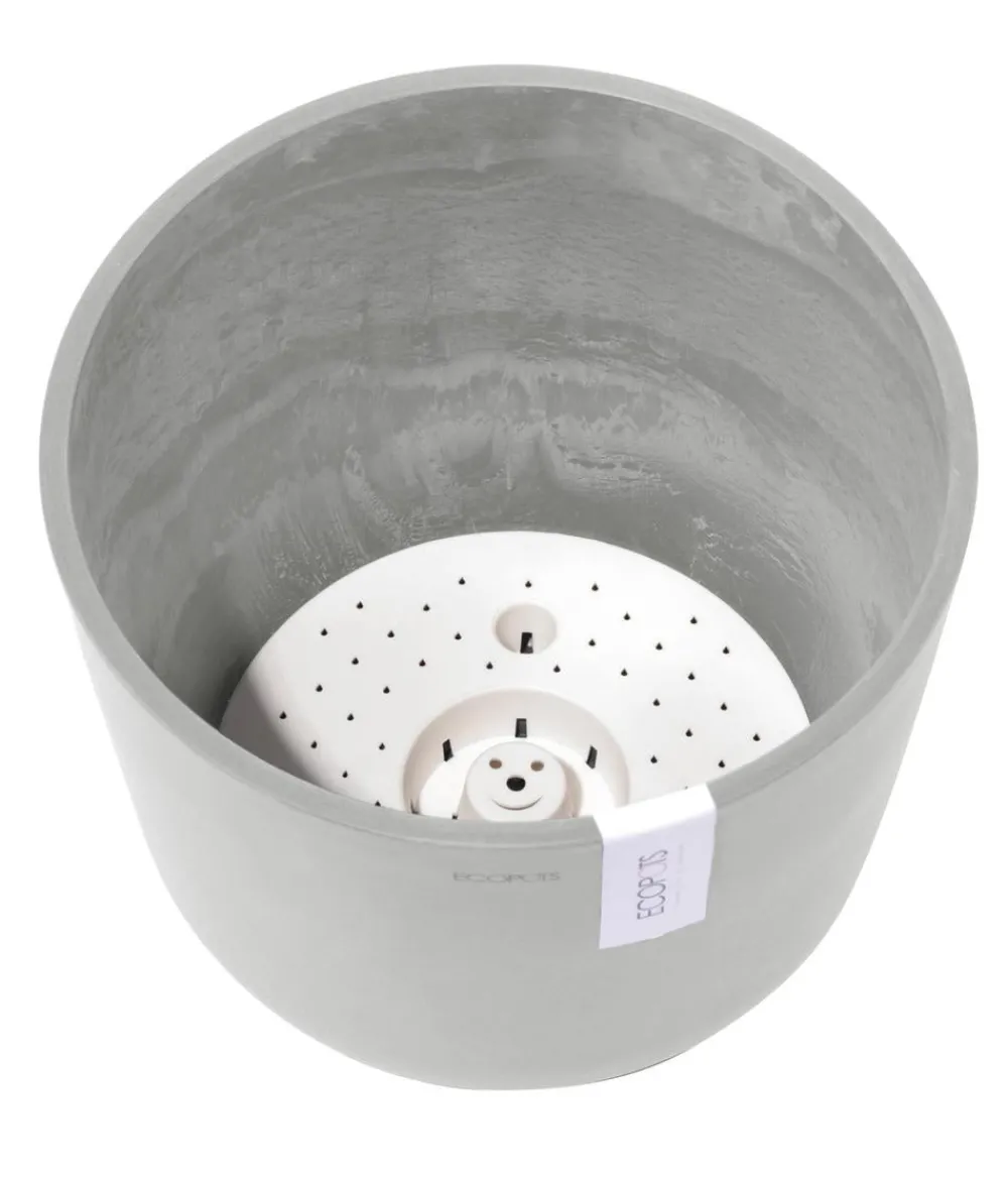 Ecopots Kunststoff-Topf Oslo mit Wassersystem, rund Hellgrau Outlet