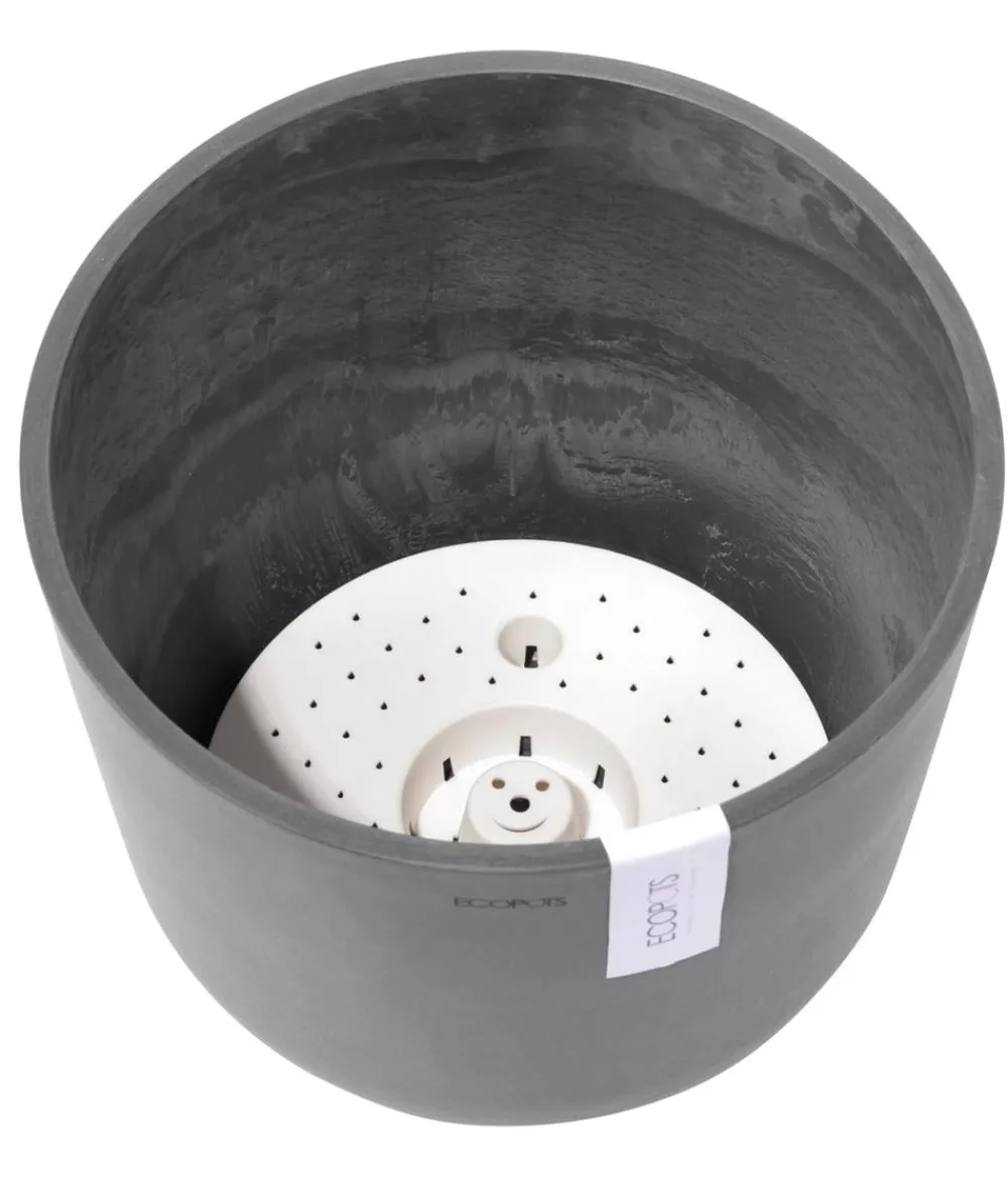 Ecopots Kunststoff-Topf Oslo mit Wassersystem, rund Grau Best