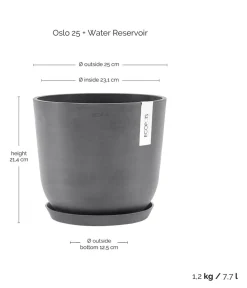 Ecopots Kunststoff-Topf Oslo mit Wassersystem, rund Grau Best