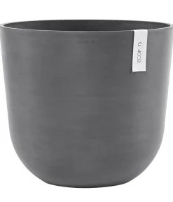 Ecopots Blumentöpfe & Übertöpfe - Kunststoff-Topf Oslo mit Wassersystem, rund Grau
