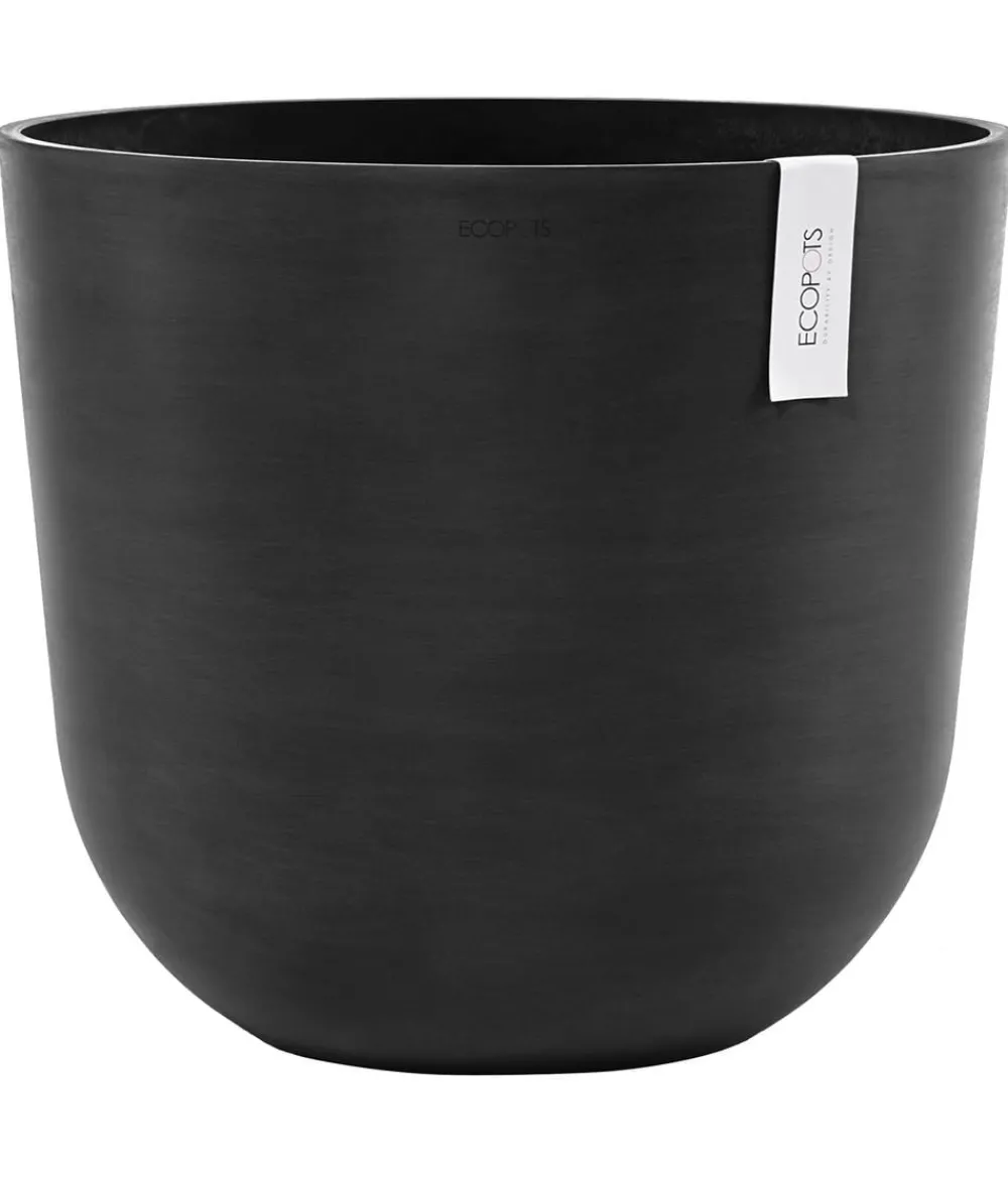Ecopots Blumentöpfe & Übertöpfe - Kunststoff-Topf Oslo mit Wassersystem, rund Dunkelgrau