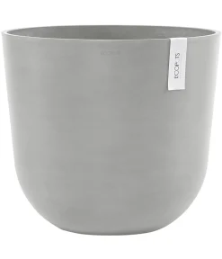 Ecopots Blumentöpfe & Übertöpfe - Kunststoff-Topf Oslo mit Wassersystem, rund Hellgrau