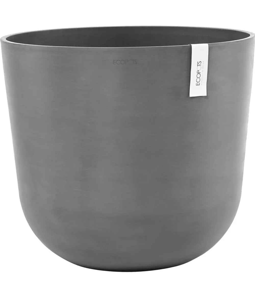 Ecopots Blumentöpfe & Übertöpfe - Kunststoff-Topf Oslo mit Wassersystem, rund Grau