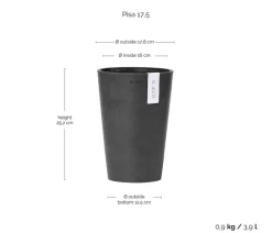 Ecopots Kunststoff-Topf Pisa Dunkelgrau