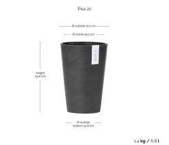 Ecopots Blumentöpfe & Übertöpfe - Kunststoff-Topf Pisa Dunkelgrau