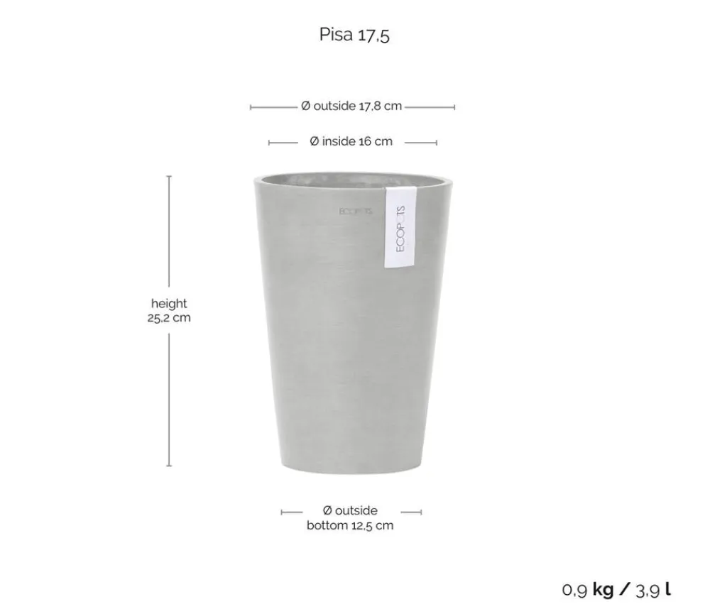 Ecopots Kunststoff-Topf Pisa Hellgrau Sale