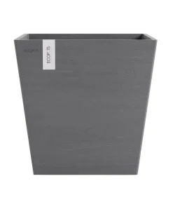 Ecopots Blumentöpfe & Übertöpfe - Kunststoff-Topf Rotterdam mit Wassersystem, quadratisch Grau