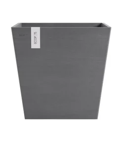 Ecopots Blumentöpfe & Übertöpfe - Kunststoff-Topf Rotterdam mit Wassersystem, quadratisch Taupe