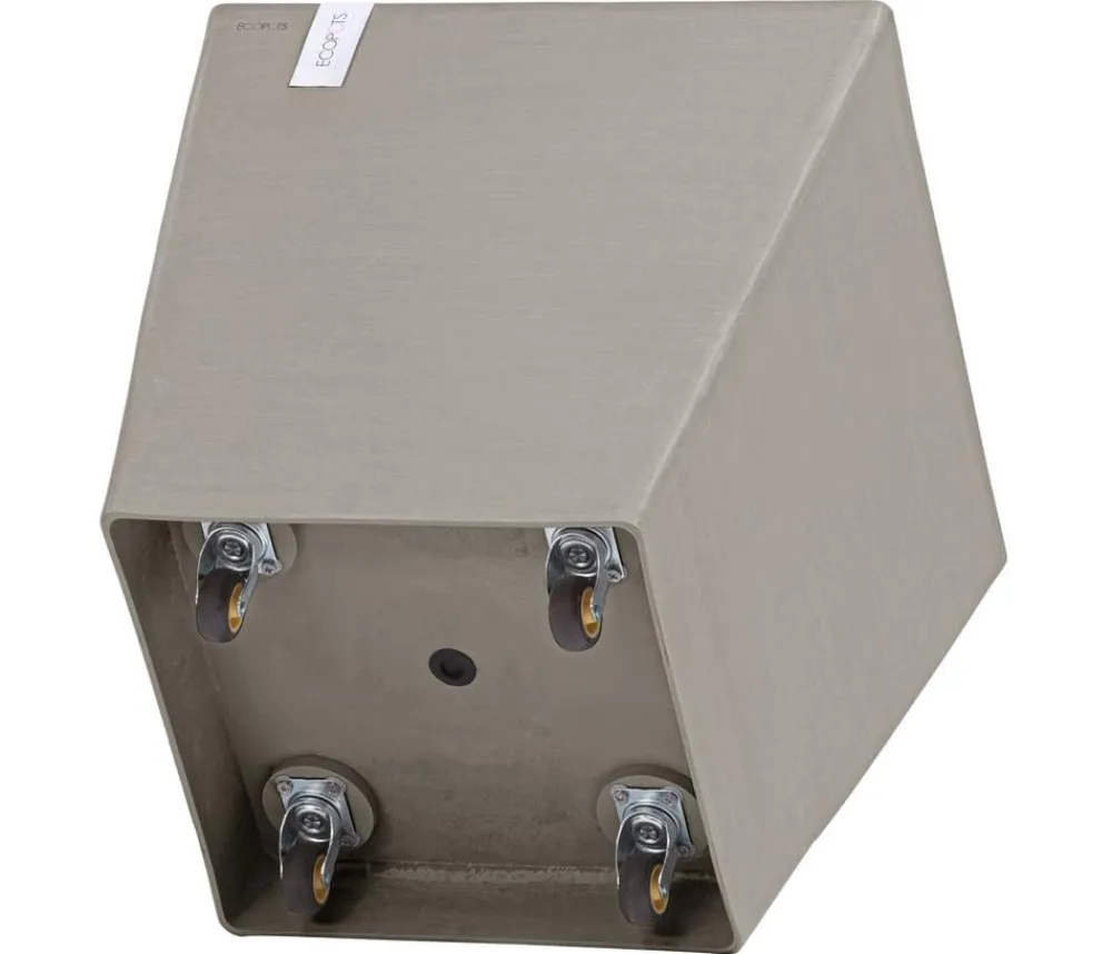 Ecopots Blumentöpfe & Übertöpfe - Kunststoff-Topf Rotterdam mit Rollen und Wassersystem, quadratisch Taupe