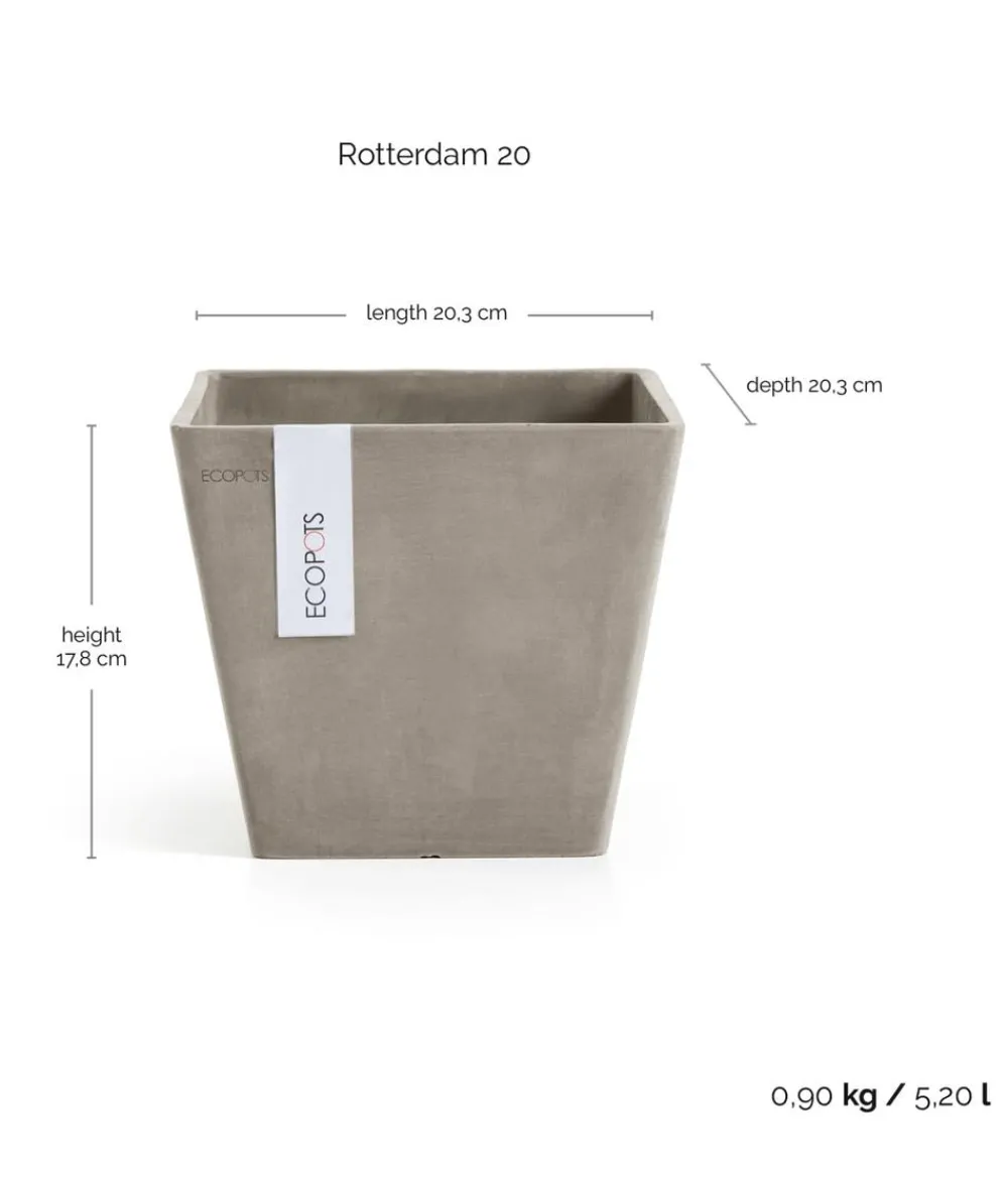 Ecopots Blumentöpfe & Übertöpfe > Kunststoff-Topf Rotterdam, quadratisch