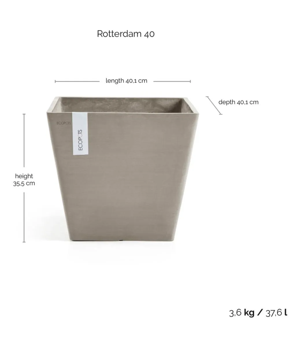 Ecopots Kunststoff-Topf Rotterdam, quadratisch Taupe Outlet