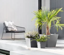 Ecopots Kunststoff-Topf Rotterdam, quadratisch Grau Discount