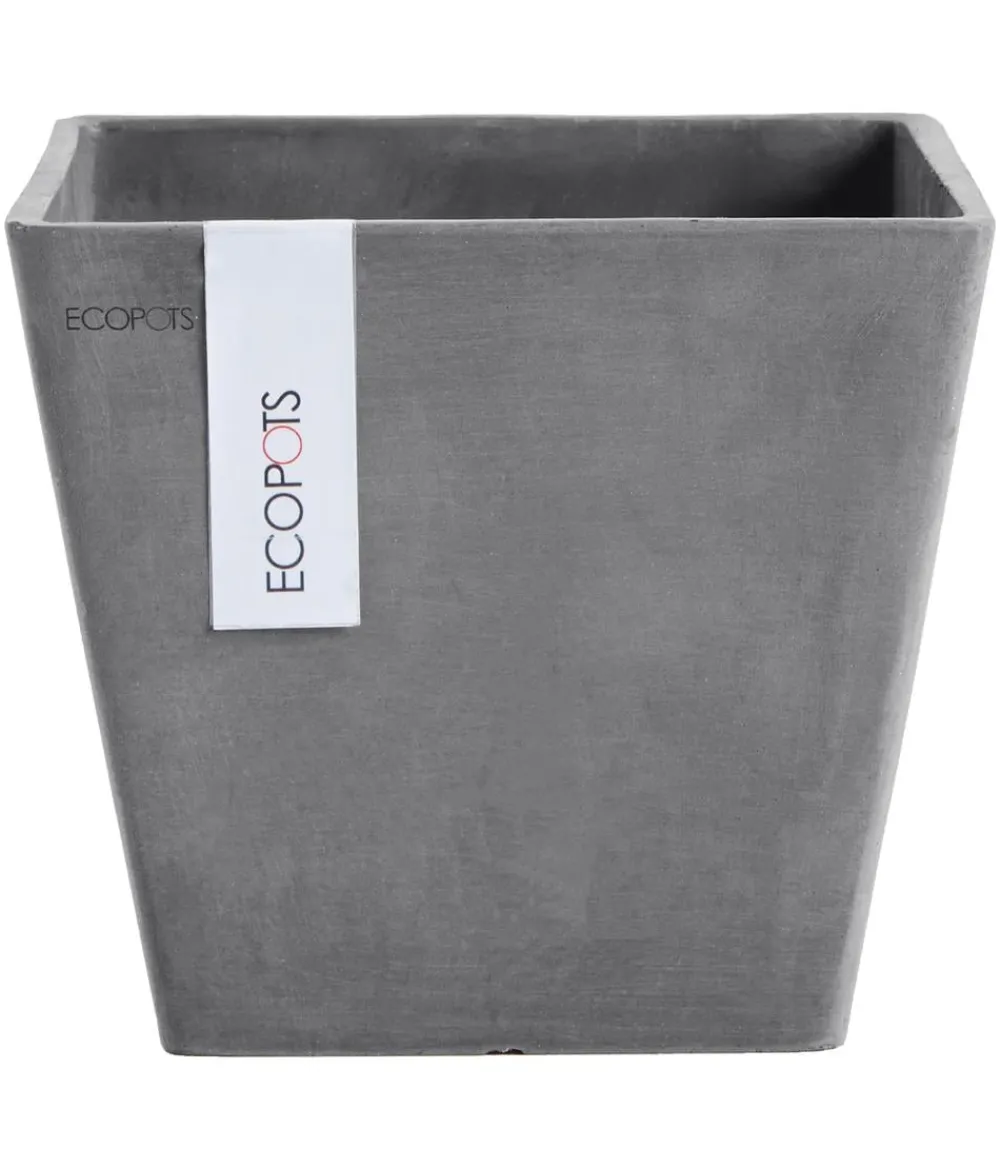 Ecopots Kunststoff-Topf Rotterdam, quadratisch Grau Discount