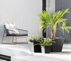 Ecopots Blumentöpfe & Übertöpfe - Kunststoff-Topf Rotterdam, quadratisch Dunkelgrau