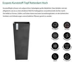 Ecopots Vasen|Blumentöpfe & Übertöpfe > Kunststoff-Topf Rotterdam Hoch, quadratisch