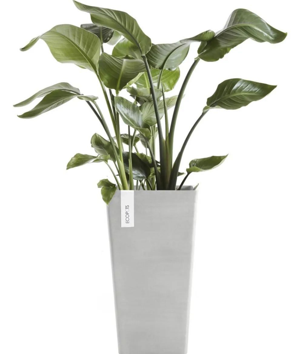 Ecopots Kunststoff-Topf Rotterdam Hoch, quadratisch Hellgrau Best