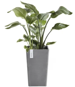 Ecopots Vasen|Blumentöpfe & Übertöpfe - Kunststoff-Topf Rotterdam Hoch, quadratisch Grau