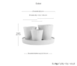 Ecopots Blumentöpfe & Übertöpfe > Kunststoff-Topf-Set Dubai mit Untersetzer, 4-teilig
