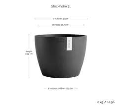 Ecopots Kunststoff-Topf Stockholm, rund Dunkelgrau Clearance