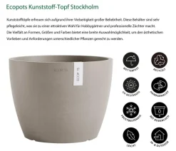 Ecopots Kunststoff-Topf Stockholm, rund Taupe Outlet